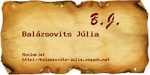 Balázsovits Júlia névjegykártya